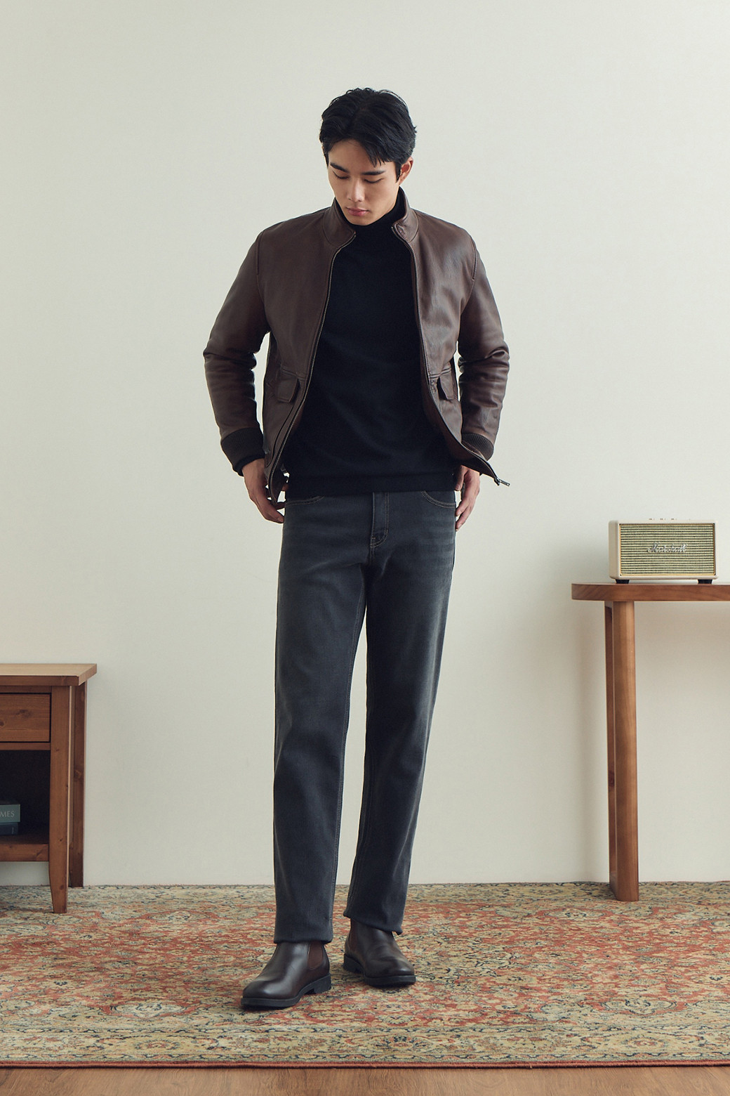 BRENTWOOD - 데님 - 스탠다드핏 기모 그레이 데님