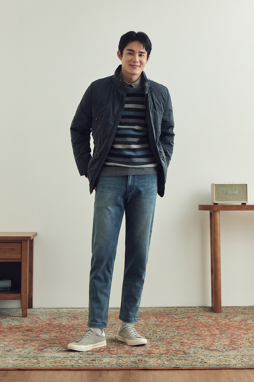 BRENTWOOD - 데님 - 릴렉스핏 기모 블루 데님