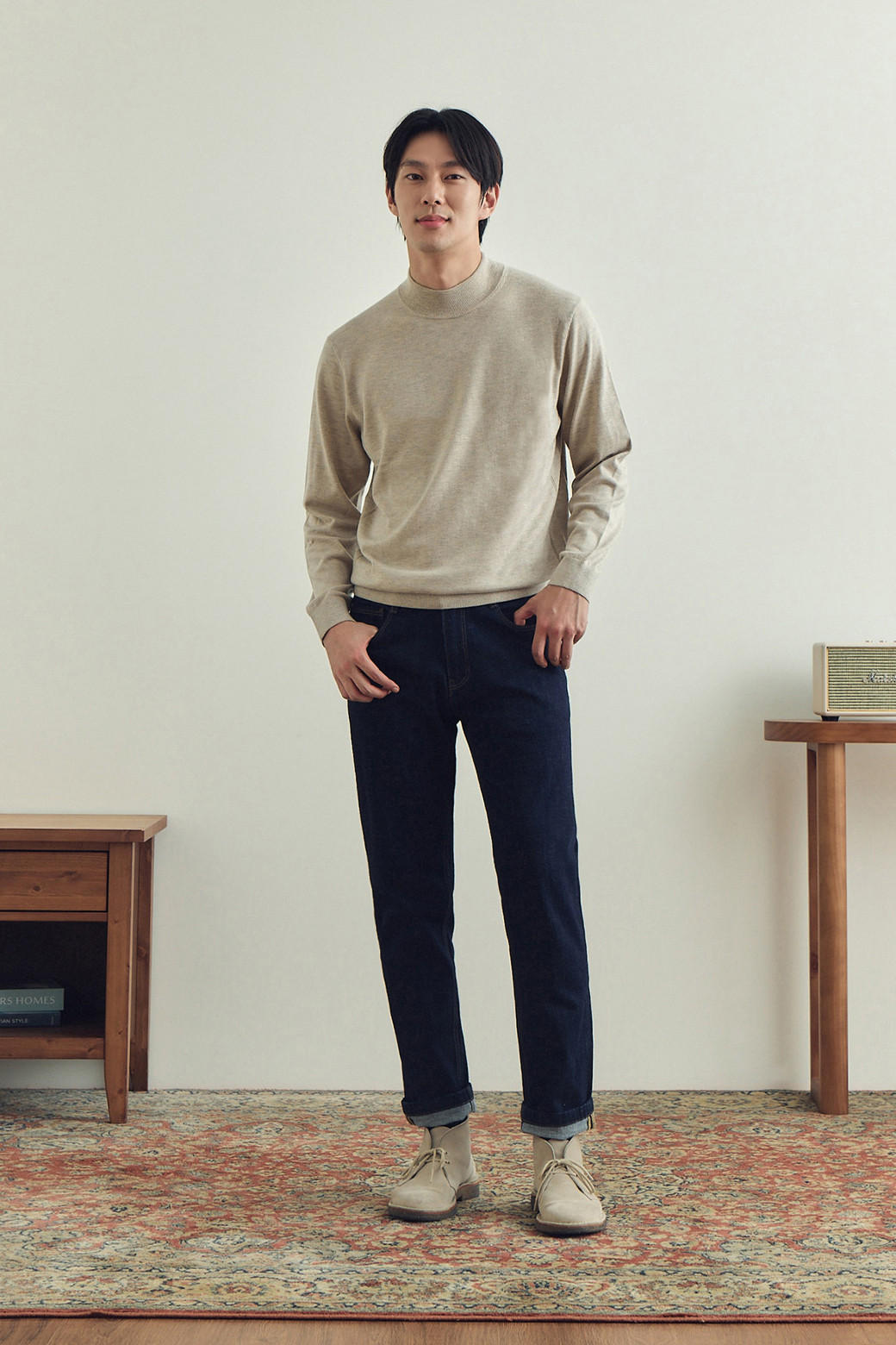 BRENTWOOD - 스웨터 - [에센셜스] 솔리드 워셔블 하프터틀넥 스웨터