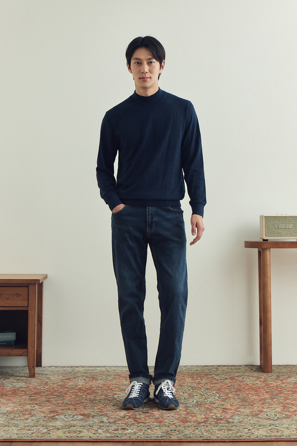 BRENTWOOD - 스웨터 - [에센셜스] 솔리드 워셔블 하프터틀넥 스웨터