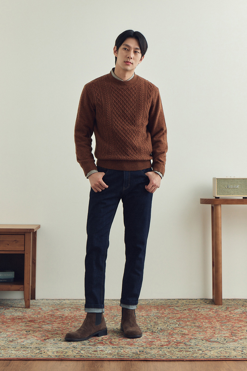 BRENTWOOD - 스웨터 - 케이블 하프터틀넥 스웨터