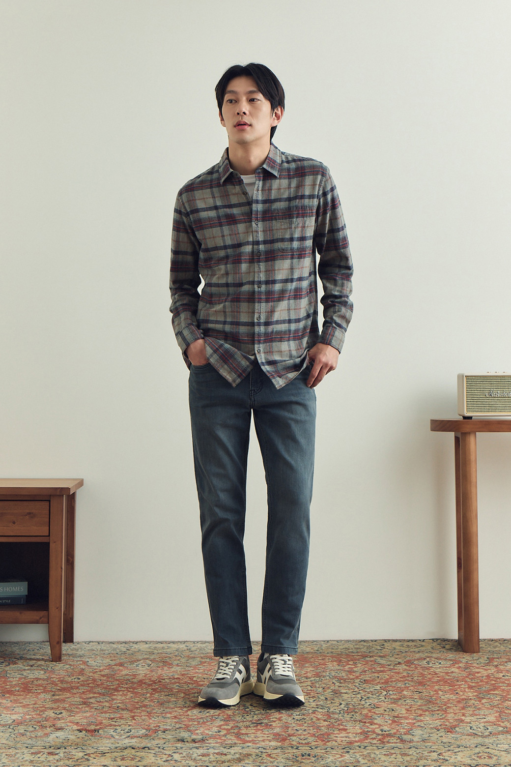 BRENTWOOD - 데님 - 슬렌더핏 그레이 데님