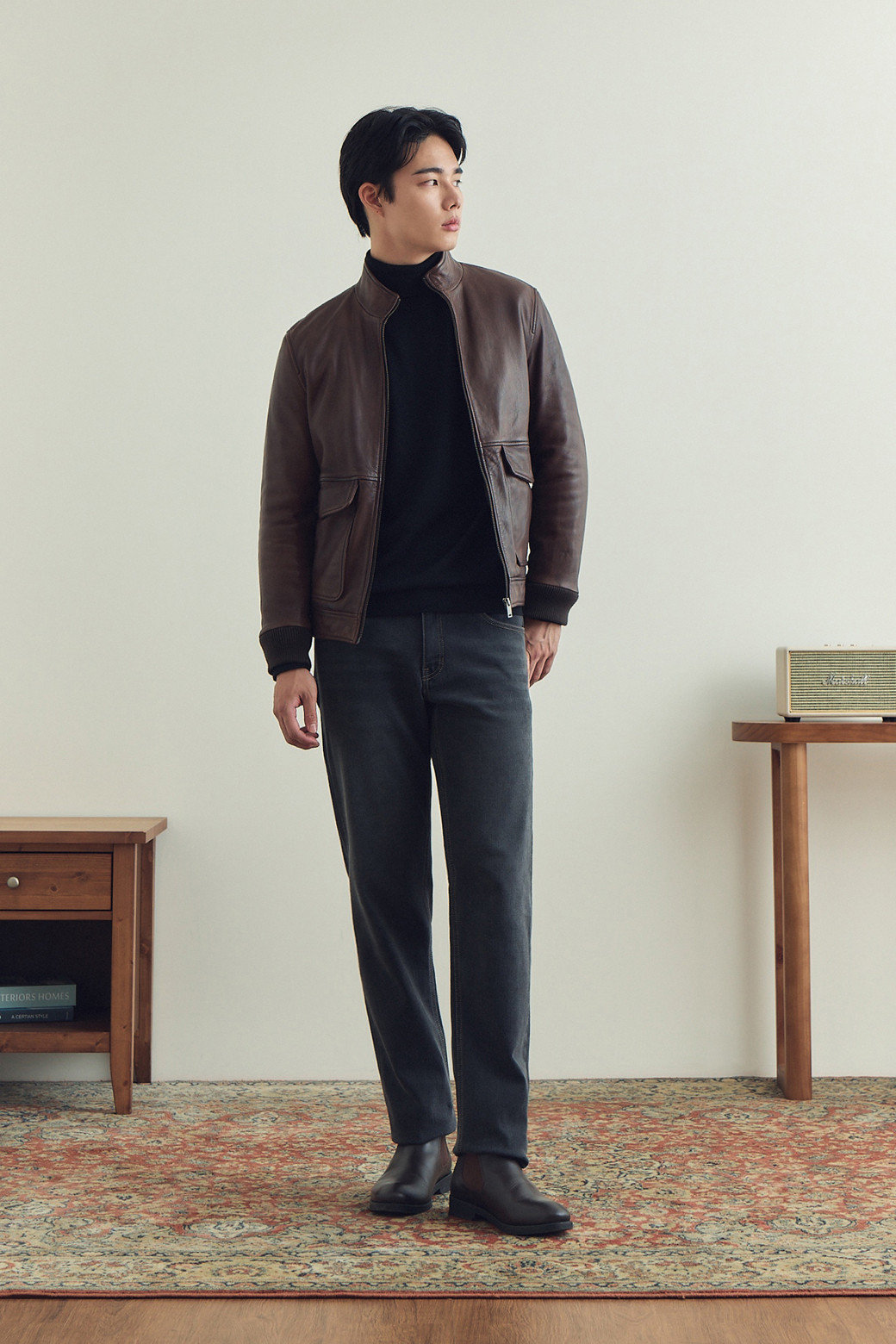 BRENTWOOD - 데님 - 스탠다드핏 기모 그레이 데님