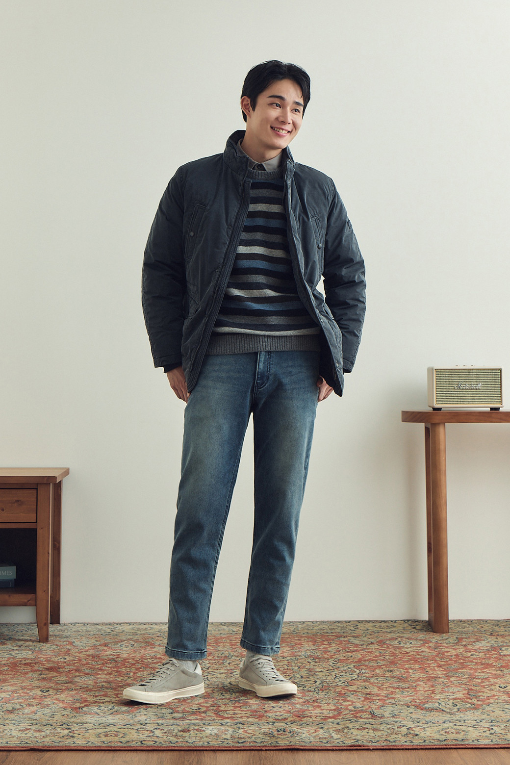 BRENTWOOD - 데님 - 릴렉스핏 기모 블루 데님