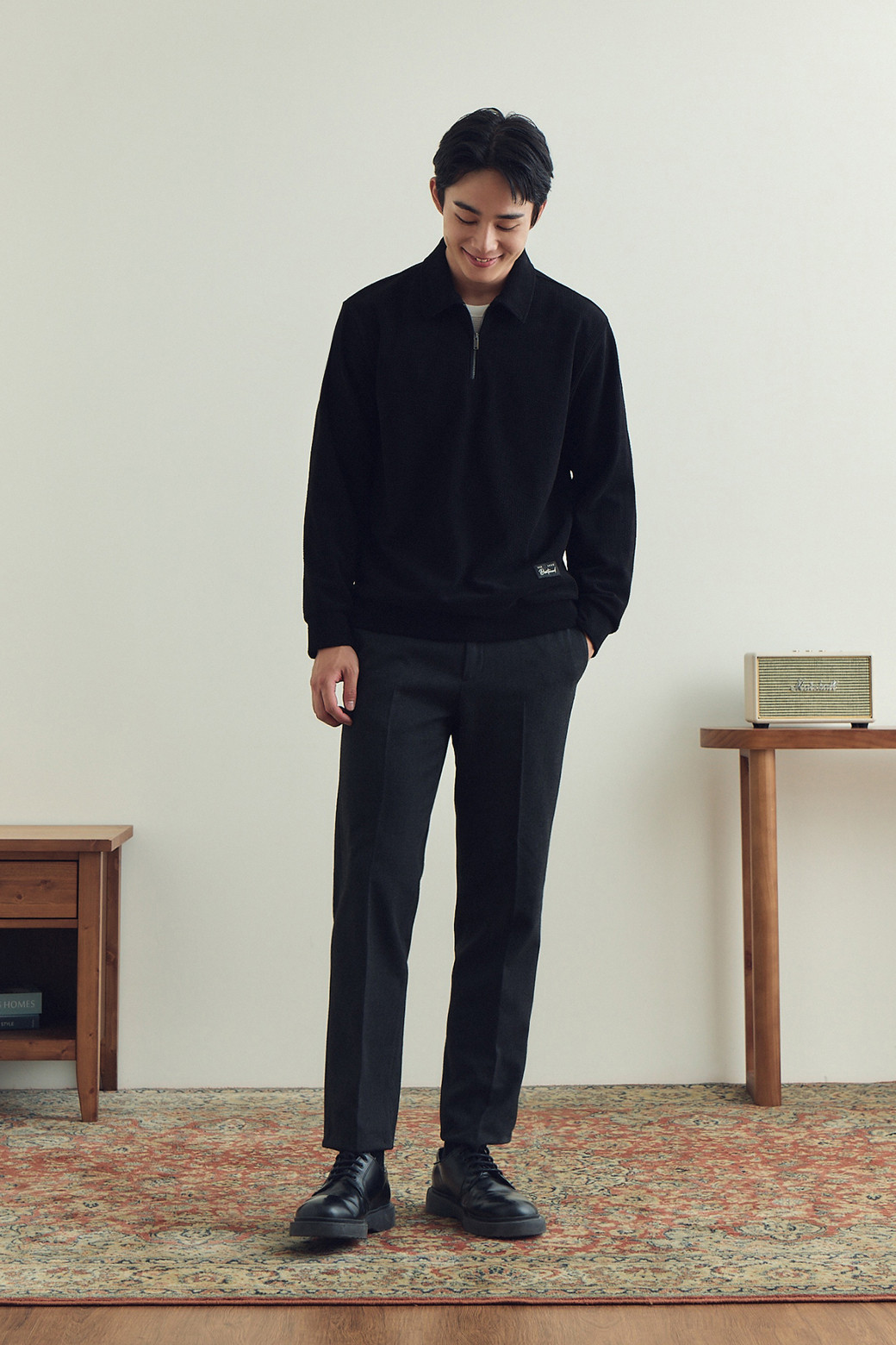 BRENTWOOD - 긴팔티셔츠 - [페트리코] 셔츠형 칼라 하프집업 티셔츠