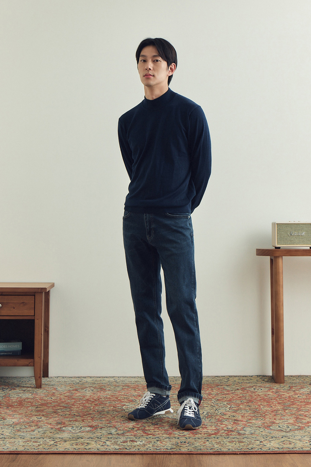 BRENTWOOD - 스웨터 - [에센셜스] 솔리드 워셔블 하프터틀넥 스웨터