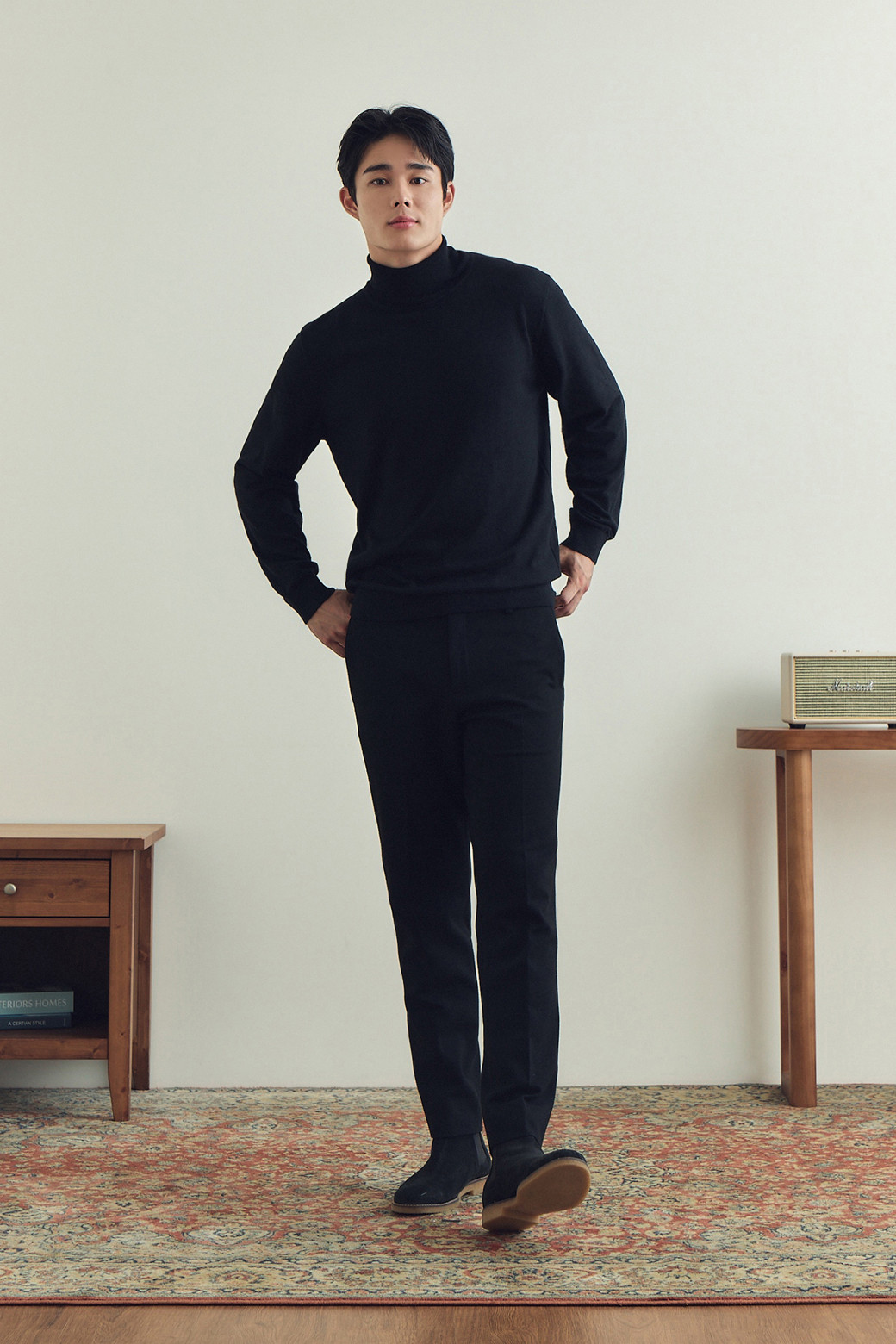 BRENTWOOD - 스웨터 - [에센셜스] 솔리드 워셔블 롱터틀넥 스웨터