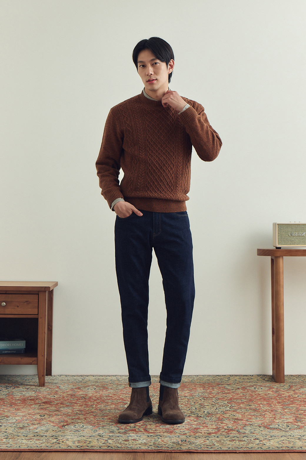 BRENTWOOD - 스웨터 - 케이블 하프터틀넥 스웨터