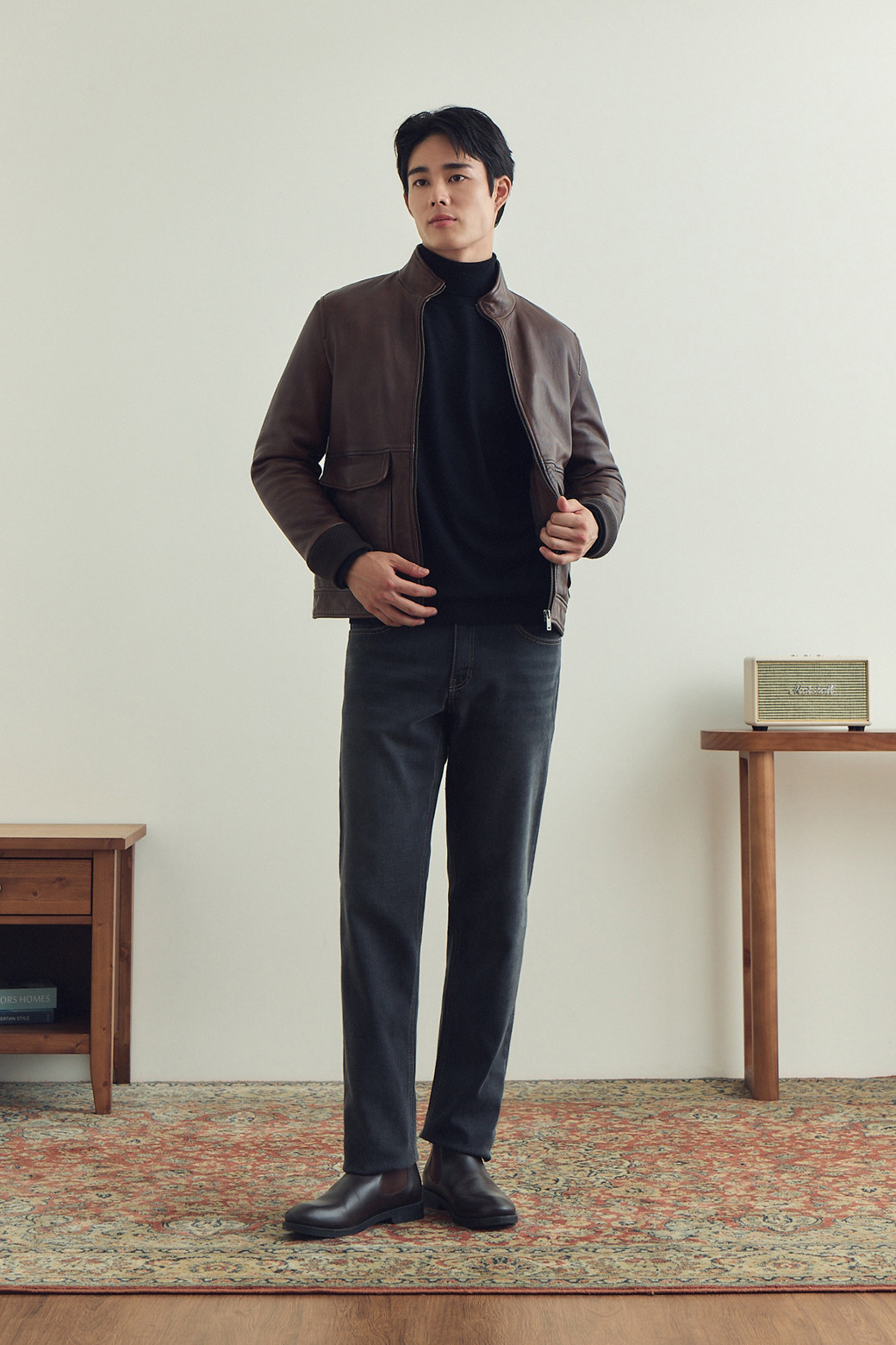 BRENTWOOD - 데님 - 스탠다드핏 기모 그레이 데님