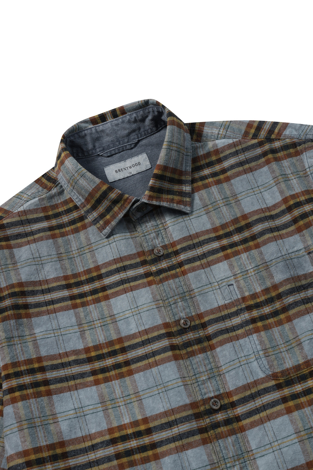BRENTWOOD - 긴팔셔츠 - 가먼트다잉 체크 캐주얼셔츠