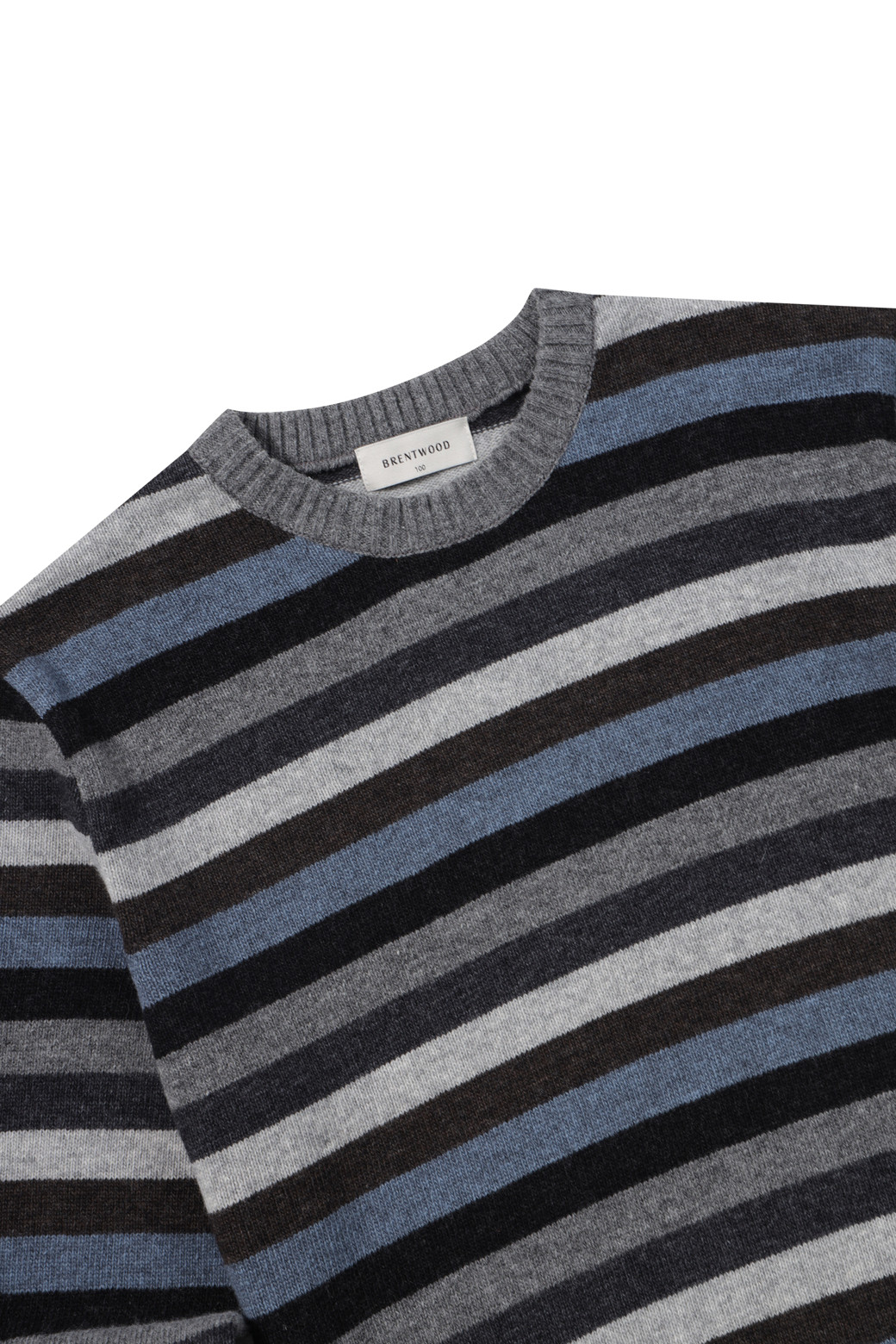 BRENTWOOD - 스웨터 - 멀티 컬러 블록 패턴 라운드넥 스웨터