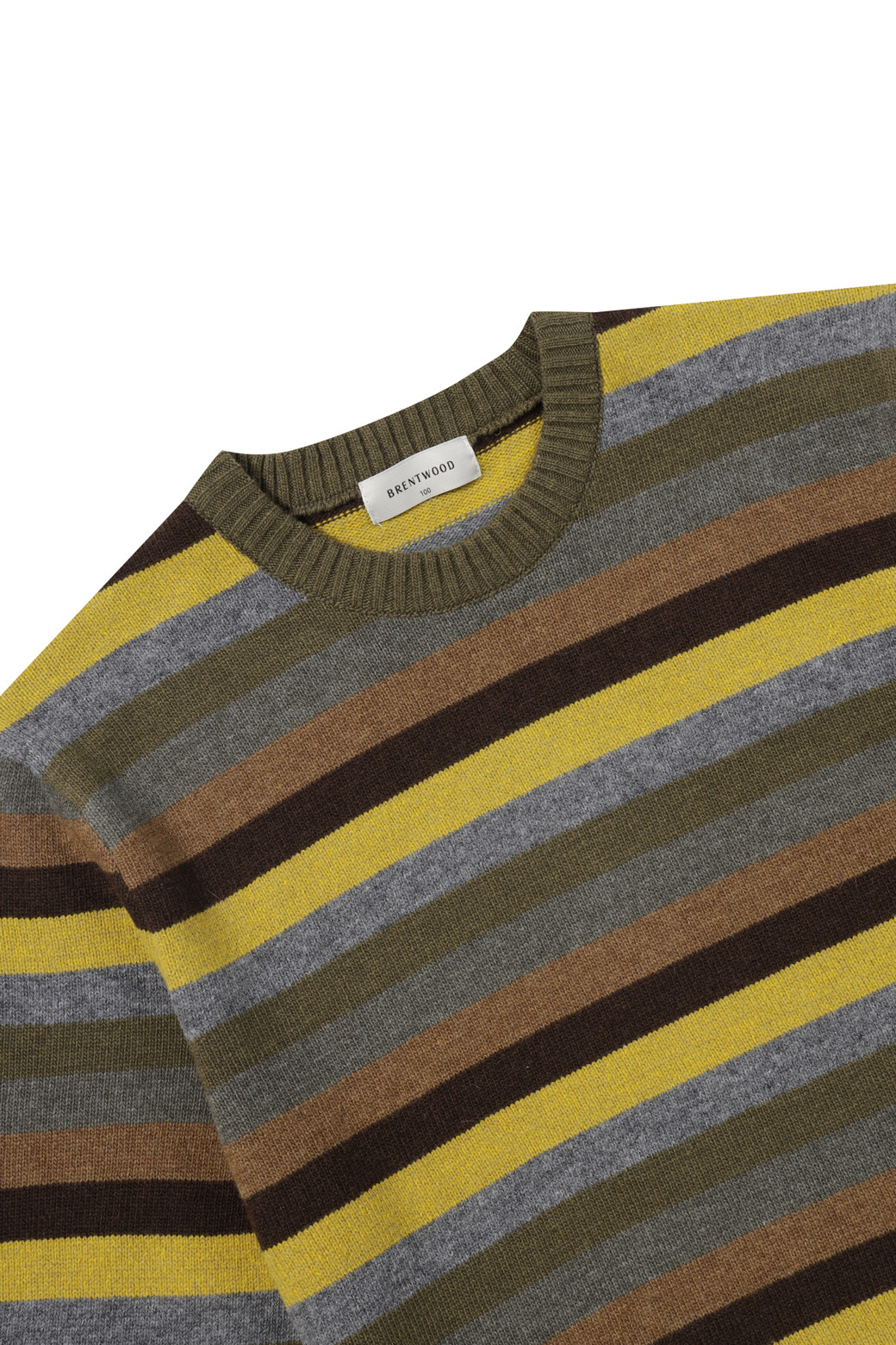BRENTWOOD - 스웨터 - 멀티 컬러 블록 패턴 라운드넥 스웨터