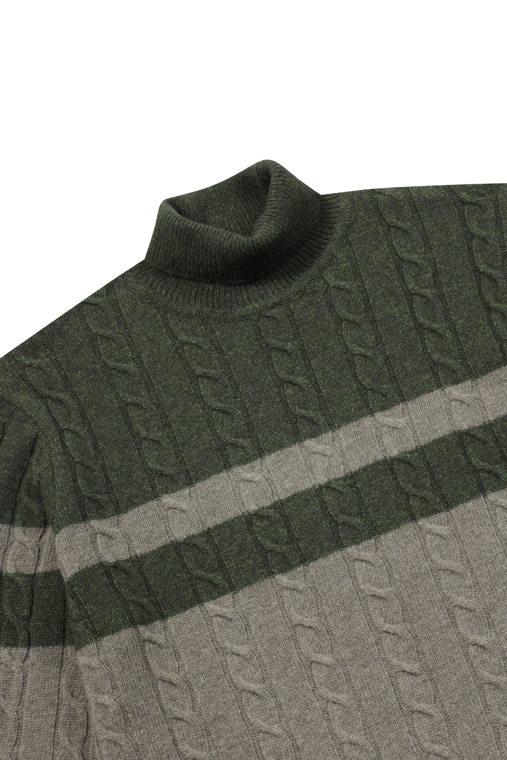 BRENTWOOD - 스웨터 - [셀렉션] 라쿤 혼방 블록 롱터틀넥 스웨터