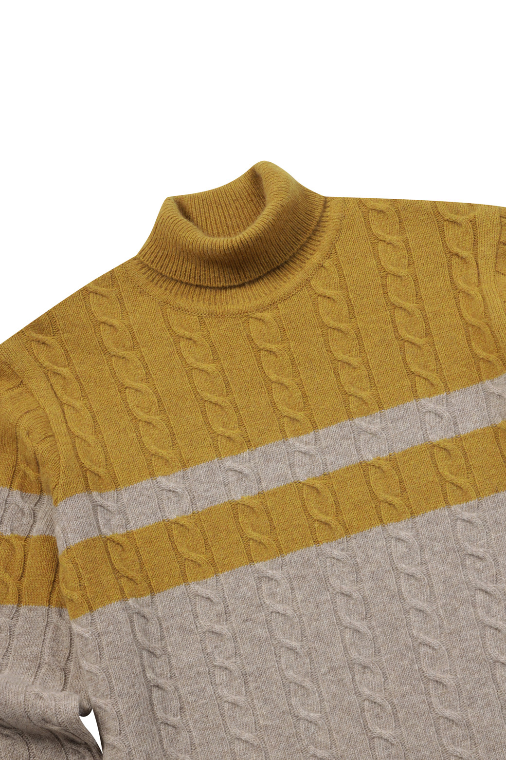 BRENTWOOD - 스웨터 - [셀렉션] 라쿤 혼방 블록 롱터틀넥 스웨터