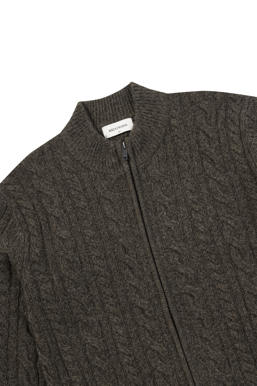 BRENTWOOD - 가디건 - 울100 케이블 집업 가디건