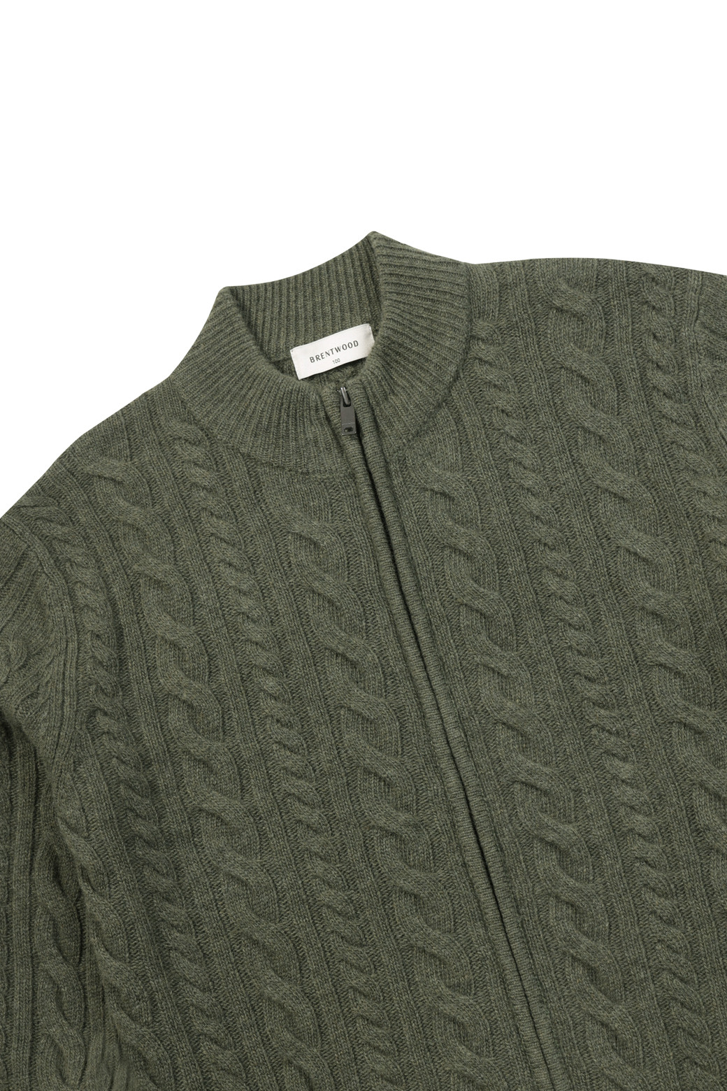 BRENTWOOD - 가디건 - 울100 케이블 집업 가디건