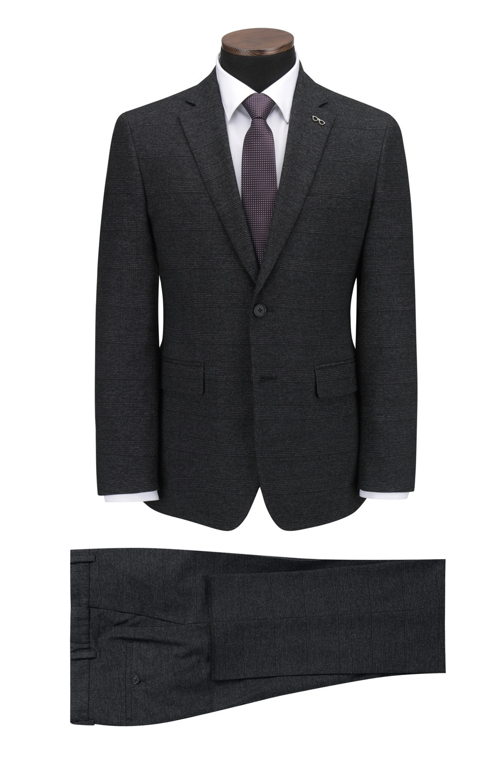 BRENTWOOD - 수트 - 울블렌디드 글렌체크 슬림 슈트