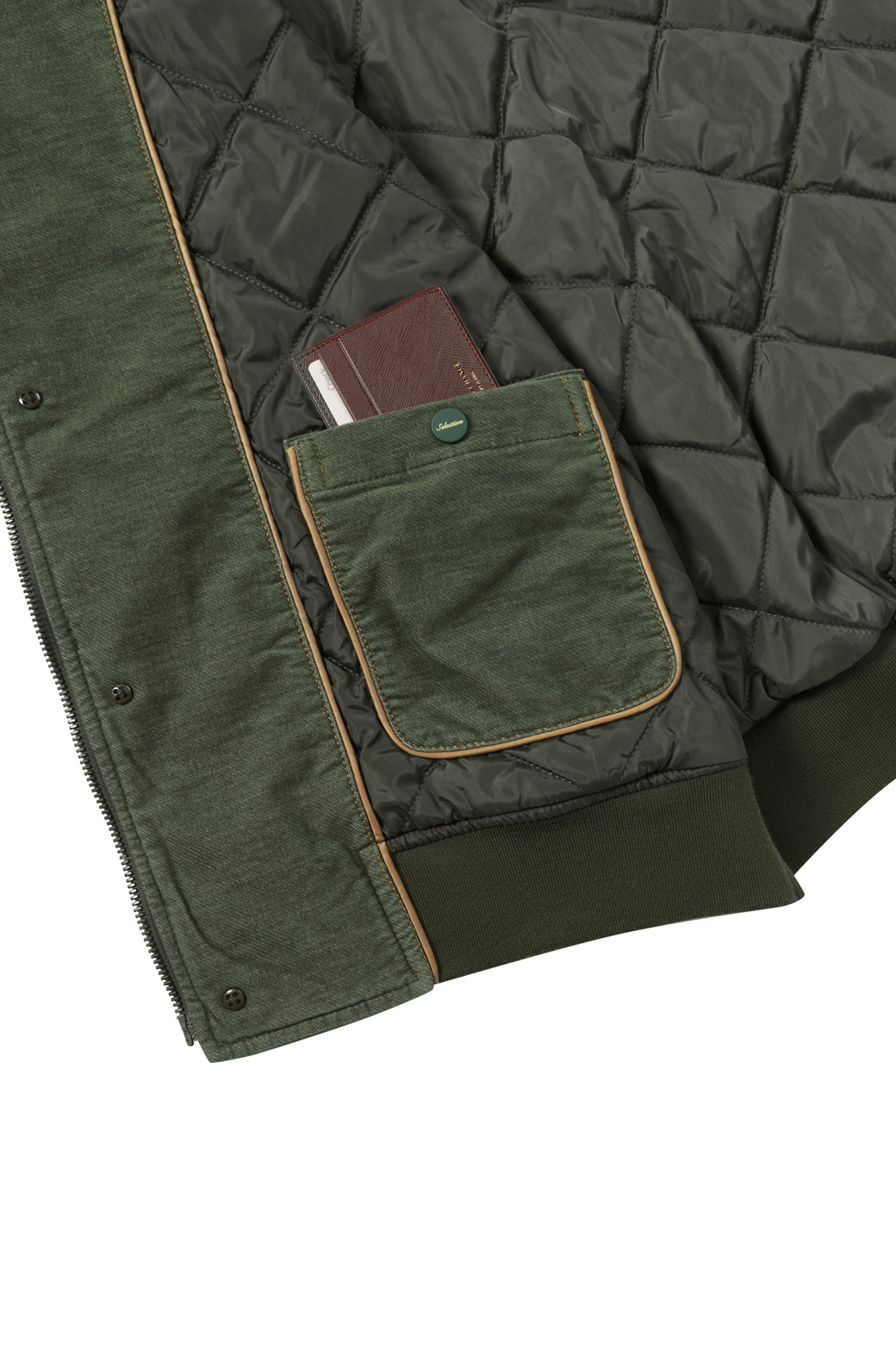 BRENTWOOD - 블루종/점퍼 - [셀렉션] 니트 배색 몰스킨 블루종