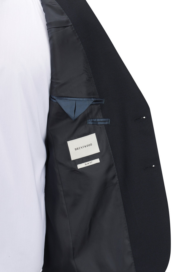 BRENTWOOD - 수트 - 울블렌디드 네이비 슬림 슈트