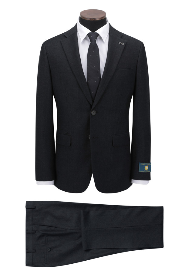 BRENTWOOD - 수트 - 울/캐시미어 블렌디드 네이비 슬림 슈트