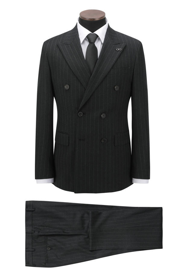 BRENTWOOD - 수트 - 울블렌디드 스트라이프 슬림 슈트