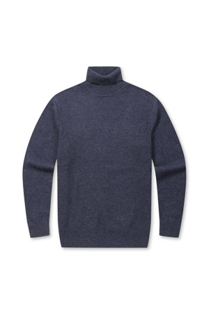 라쿤 혼방 솔리드 롱터틀넥 스웨터