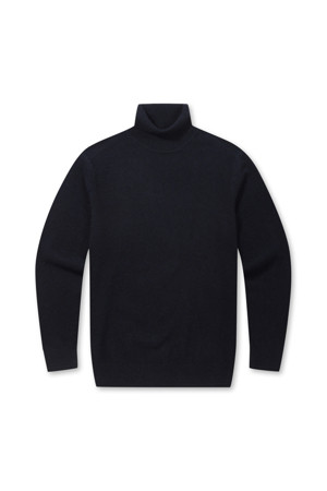 라쿤 혼방 솔리드 롱터틀넥 스웨터