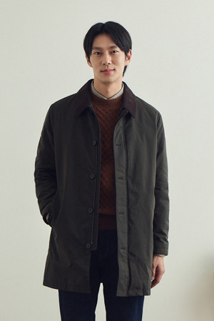 코듀로이 배색 워싱 코트