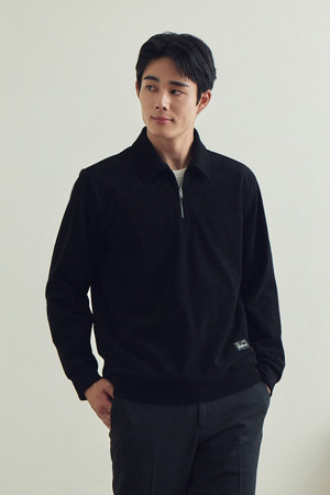 [페트리코] 셔츠형 칼라 하프집업 티셔츠