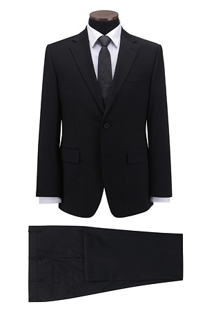 울블렌디드 블랙 평직 슈트