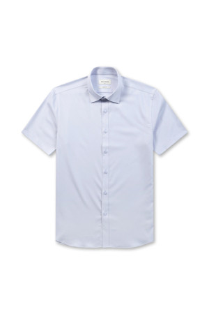 슬림핏 솔리드 반팔 셔츠