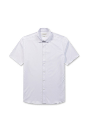 슬림핏 솔리드 반팔 셔츠