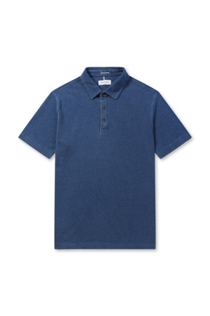 인디고 스트라이프 폴로넥 티셔츠