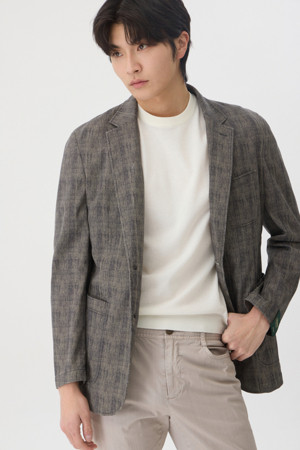 면워싱 체크 자켓