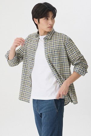 린넨 체크 가먼트다잉 캐주얼셔츠