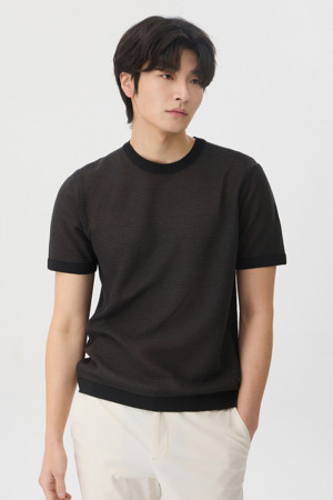 [셀렉션] 워셔블 투톤 스트라이프 라운드넥 스웨터