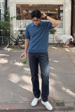 스탠다드핏 네이비 쿨맥스 데님 