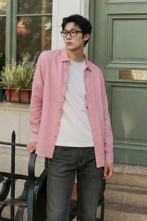 [에센셜스] 린넨 솔리드 캐주얼셔츠