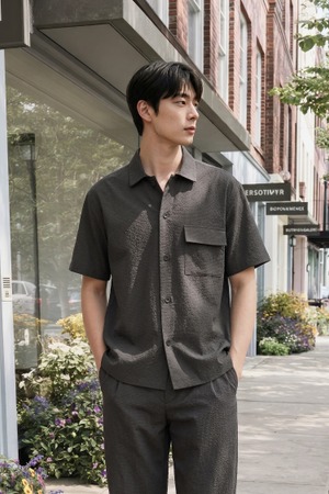 [아주편한] 워셔블 솔리드 써커 셔켓