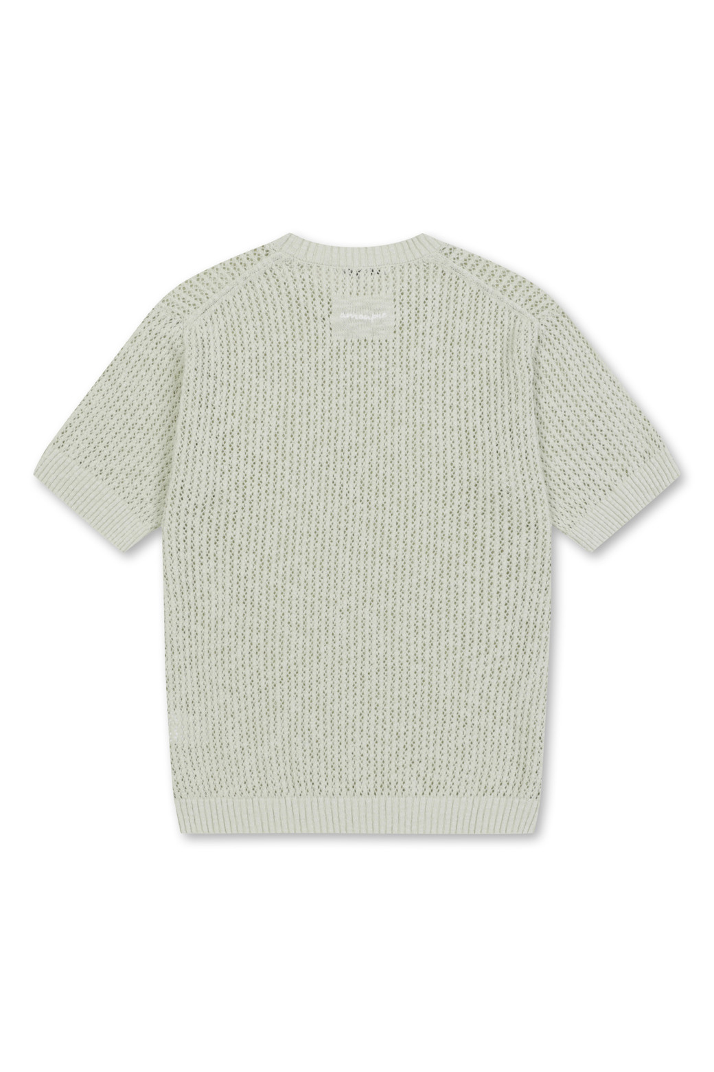 AMOUPRE - 니트/가디건 - Mesh Crew Neck Short Sleeve Sweater (Light Yellow)