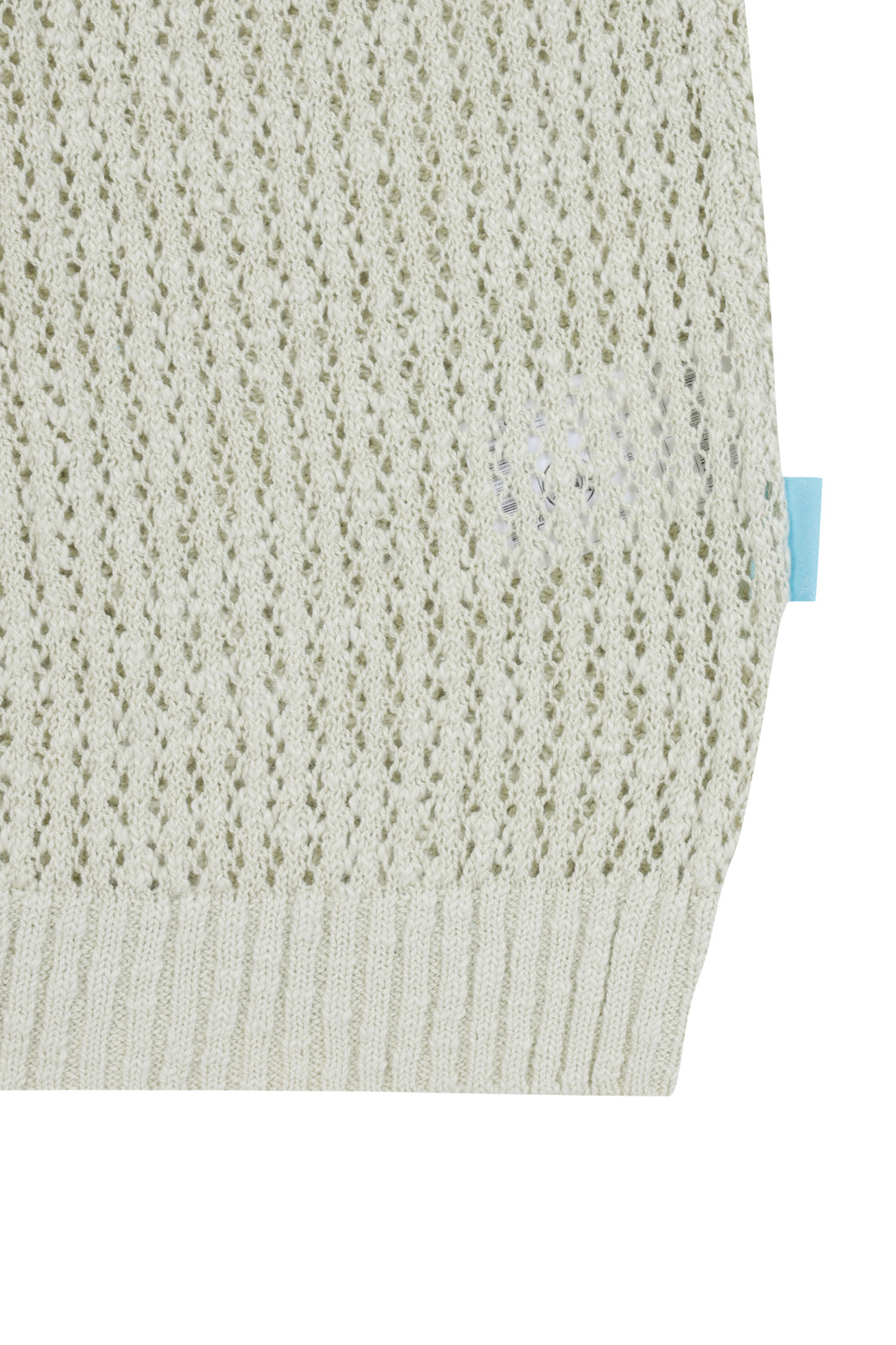 AMOUPRE - 니트/가디건 - Mesh Crew Neck Short Sleeve Sweater (Light Yellow)