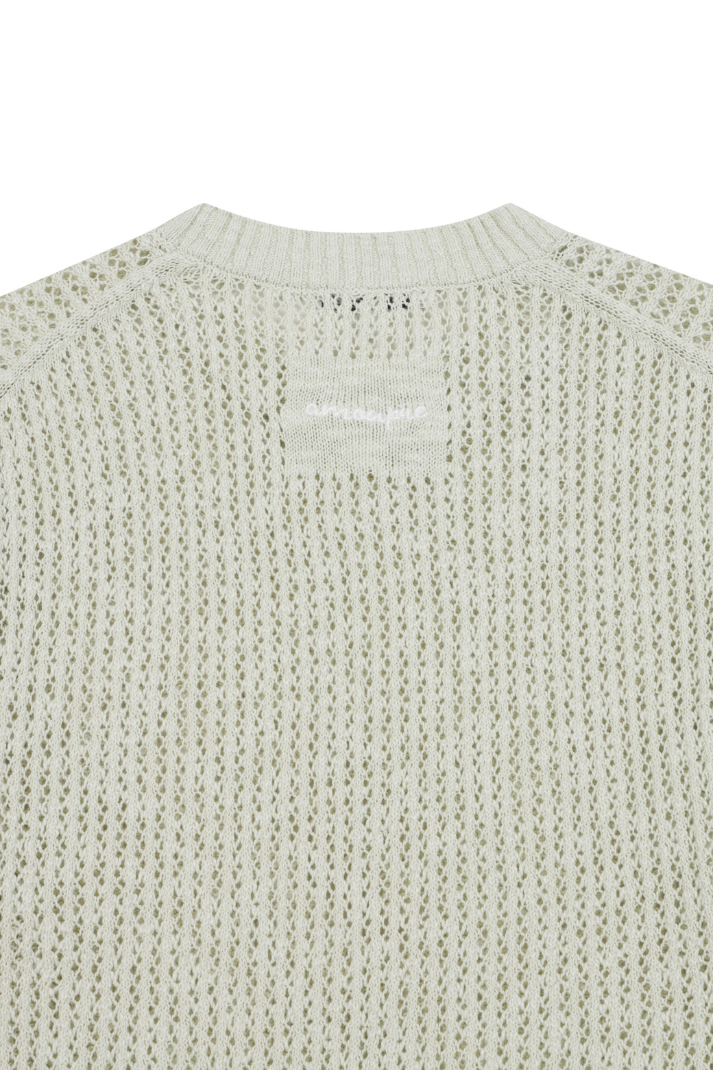 AMOUPRE - 니트/가디건 - Mesh Crew Neck Short Sleeve Sweater (Light Yellow)