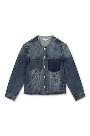 Rough Denim Button Trucker (Blue)