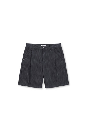 Short Wide One Tuck Denim (Dark Navy)