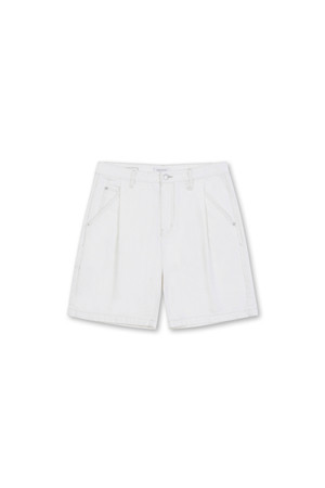 Short Wide One Tuck Denim (White)