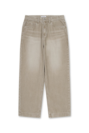 Straight Fit Corduroy Washed Pants (Beige)