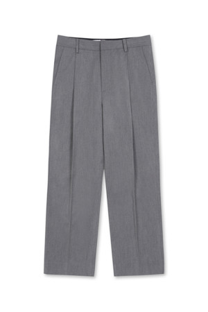 Straight One Tuck Slacks (Dark Gray)