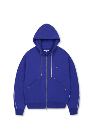 Fluffy Volume Hood Zip Up (Blue)