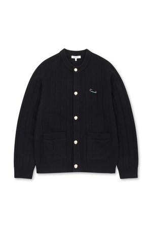 Crew neck Cardigan (Black)