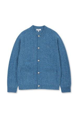 Crew neck Cardigan (Blue)